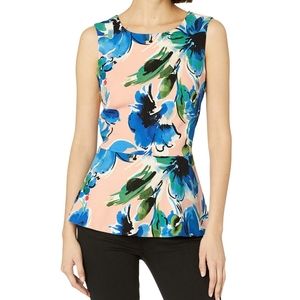 Floral Sleveless Peplum Blouse